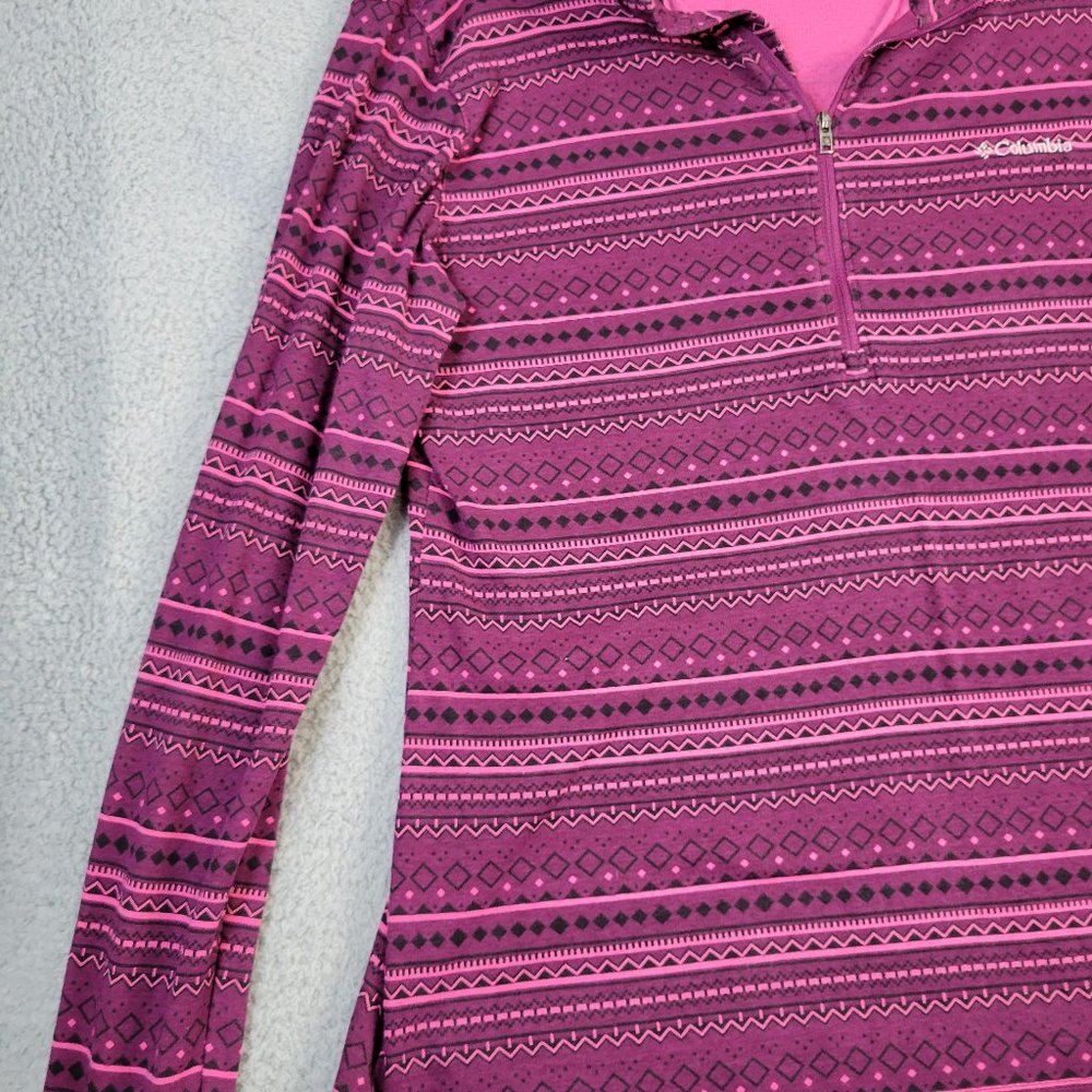 Columbia 1/4 Zip Pullover Women's Size XL Long Sleeve Stripe Design Purple Pink - Picture 3 of 12